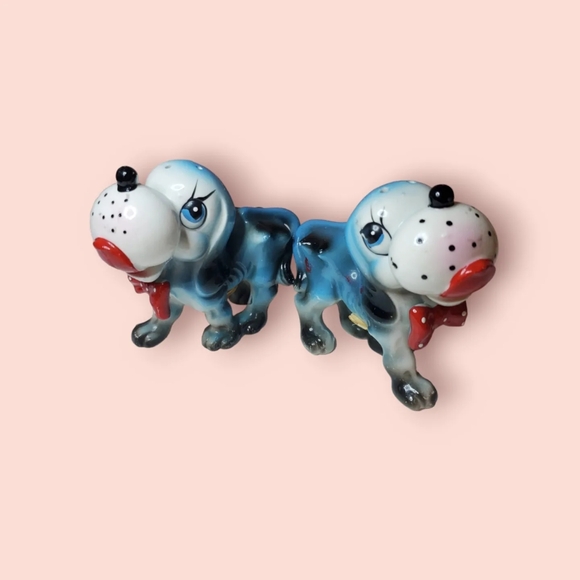 Vintage blue dogs with red bow ties salt and pepper shakers - Picture 6 of 8